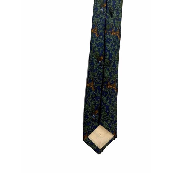 Longchamp Paris Equestrian Vintage Green Blue 100% Silk Tie 56” x 3.5” Italy - Picture 4 of 6
